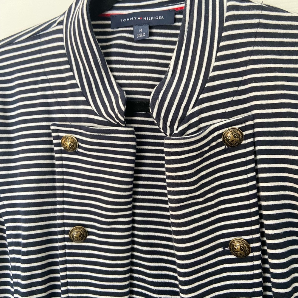 Tommy Hilfiger Striped Open Front Blazer Jacket Size M